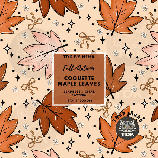 Fall Maple Leaves Seamless PNG (Beige)