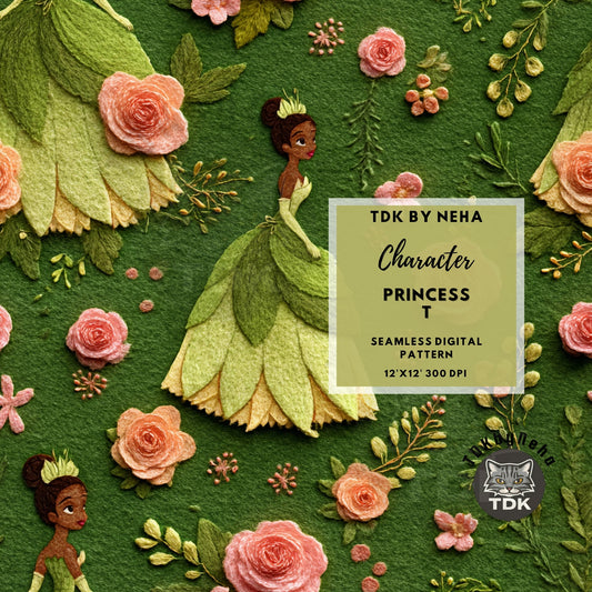 WEBSITE EXCLUSIVE - Princess T and Rose Seamless Pattern