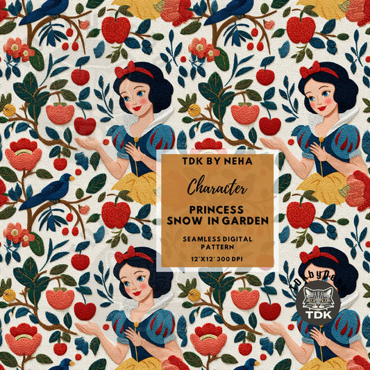 WEBSITE EXCLUSIVE - Princess Snow in Garden Seamless Pattern