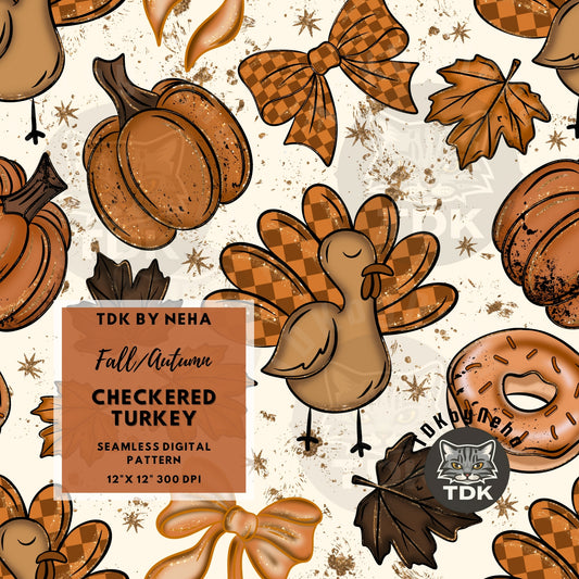 Checkered Turkey Seamless PNG