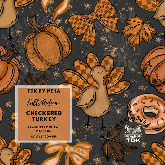 Checkered Turkey Seamless PNG (Deep)