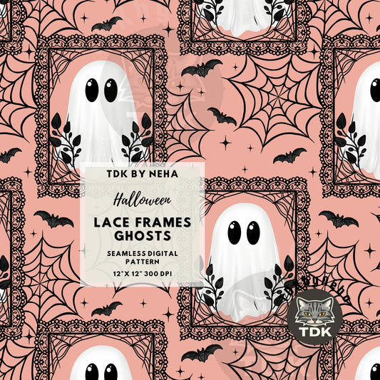 Lacy Ghost Frames Seamless PNG (Peach)