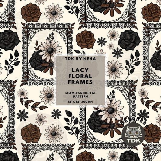 Fall Florals Frames Seamless PNG (Neutral Beige)