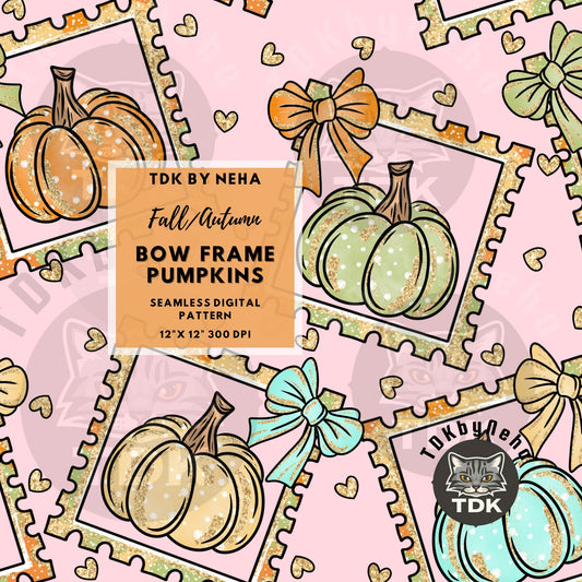 Pumpkin Stamps Seamless PNG (Pink)