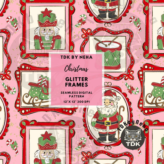 Christmas Frames Seamless PNG (Pink)