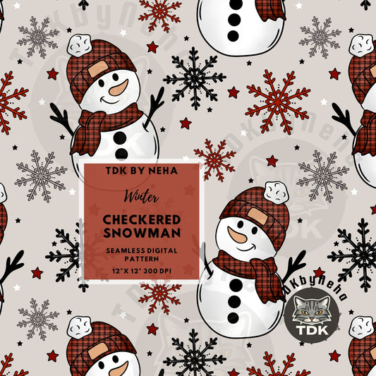Checkered Snowman Seamless PNG (Neutral)