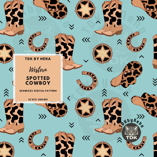 Neutral Western Seamless PNG (Teal)