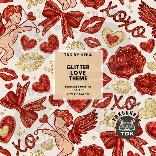 Glitter Love Seamless PNG Beige