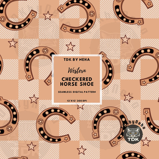 Checkered Horse Shoe Seamless PNG