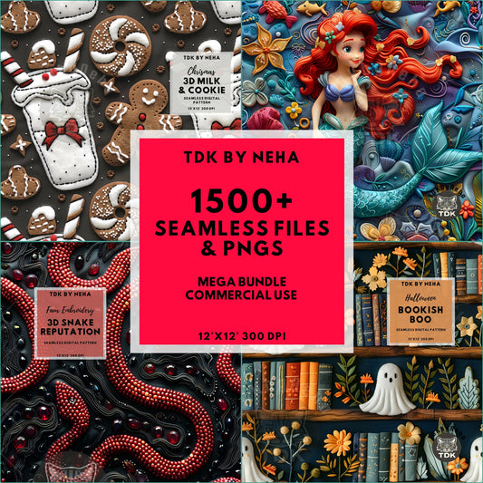 1500+ MEGA BUNDLE Seamless Files & PNGs (Till Dec 24)