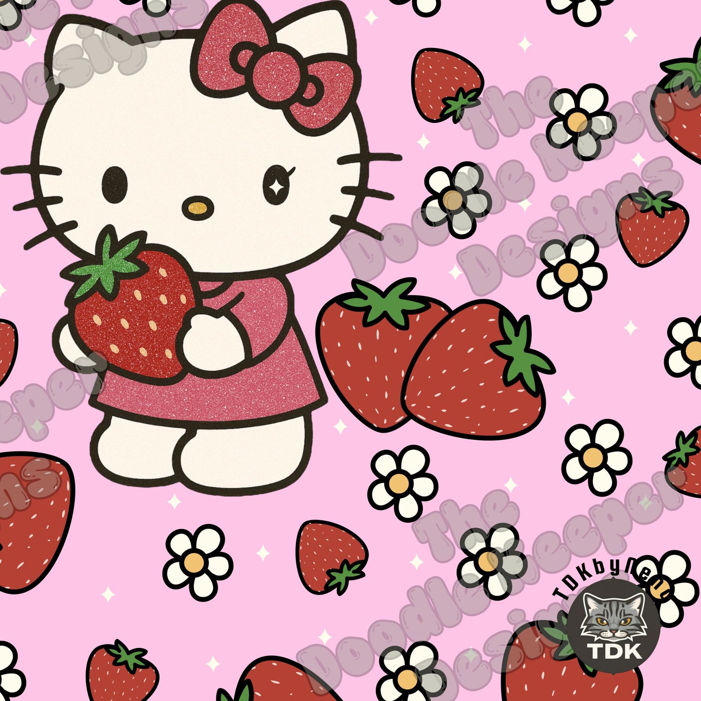 WEBSITE EXCLUSIVE - Kitty and Strawberry 1 Pastel Pink
