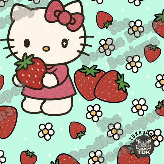 WEBSITE EXCLUSIVE - Kitty and Strawberry 1 Pastel Green