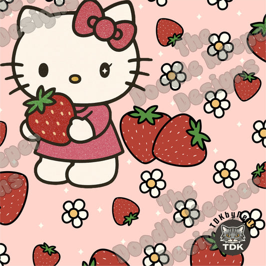 WEBSITE EXCLUSIVE - Kitty and Strawberry 1 Pastel Peach