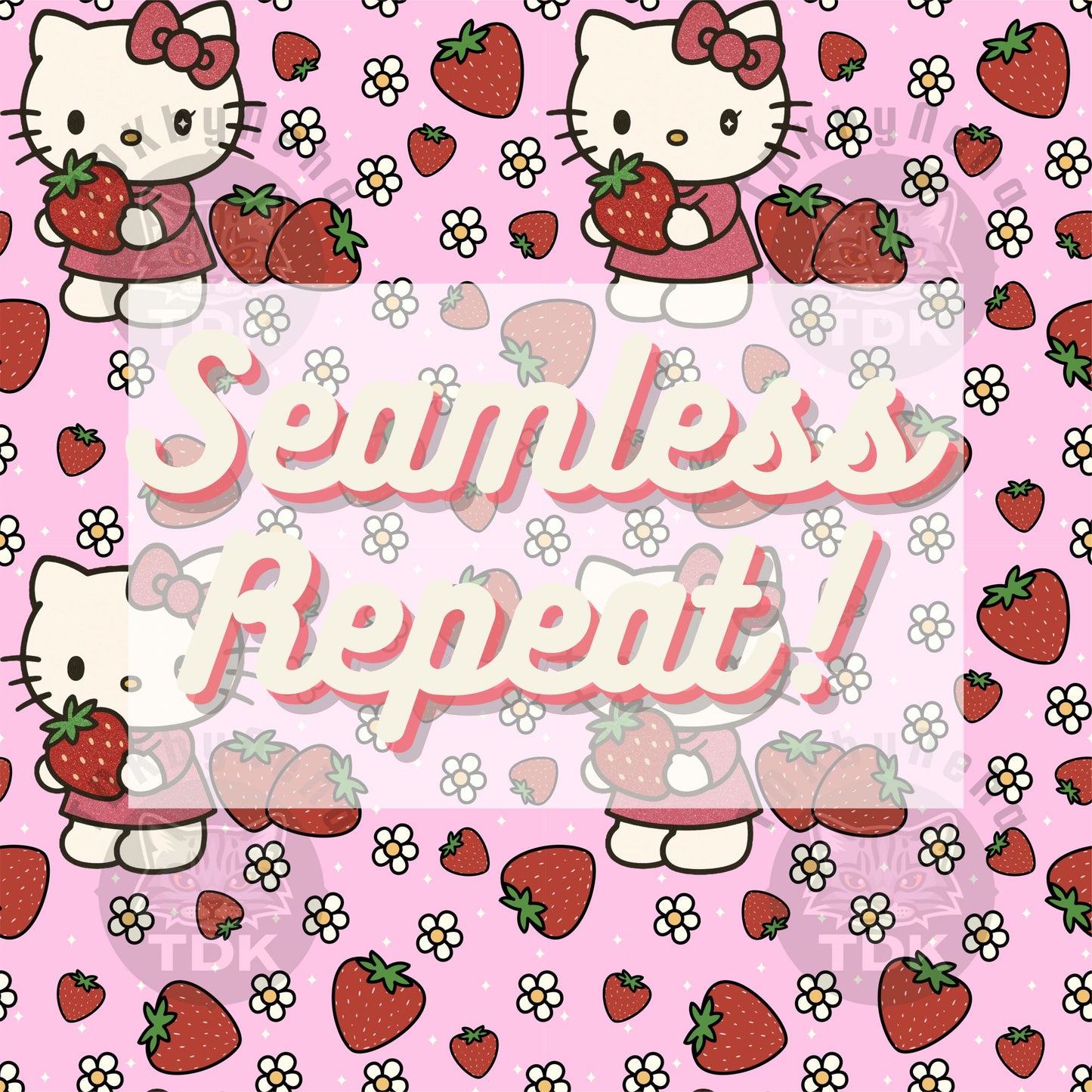 WEBSITE EXCLUSIVE - Kitty and Strawberry 1 Pastel Pink
