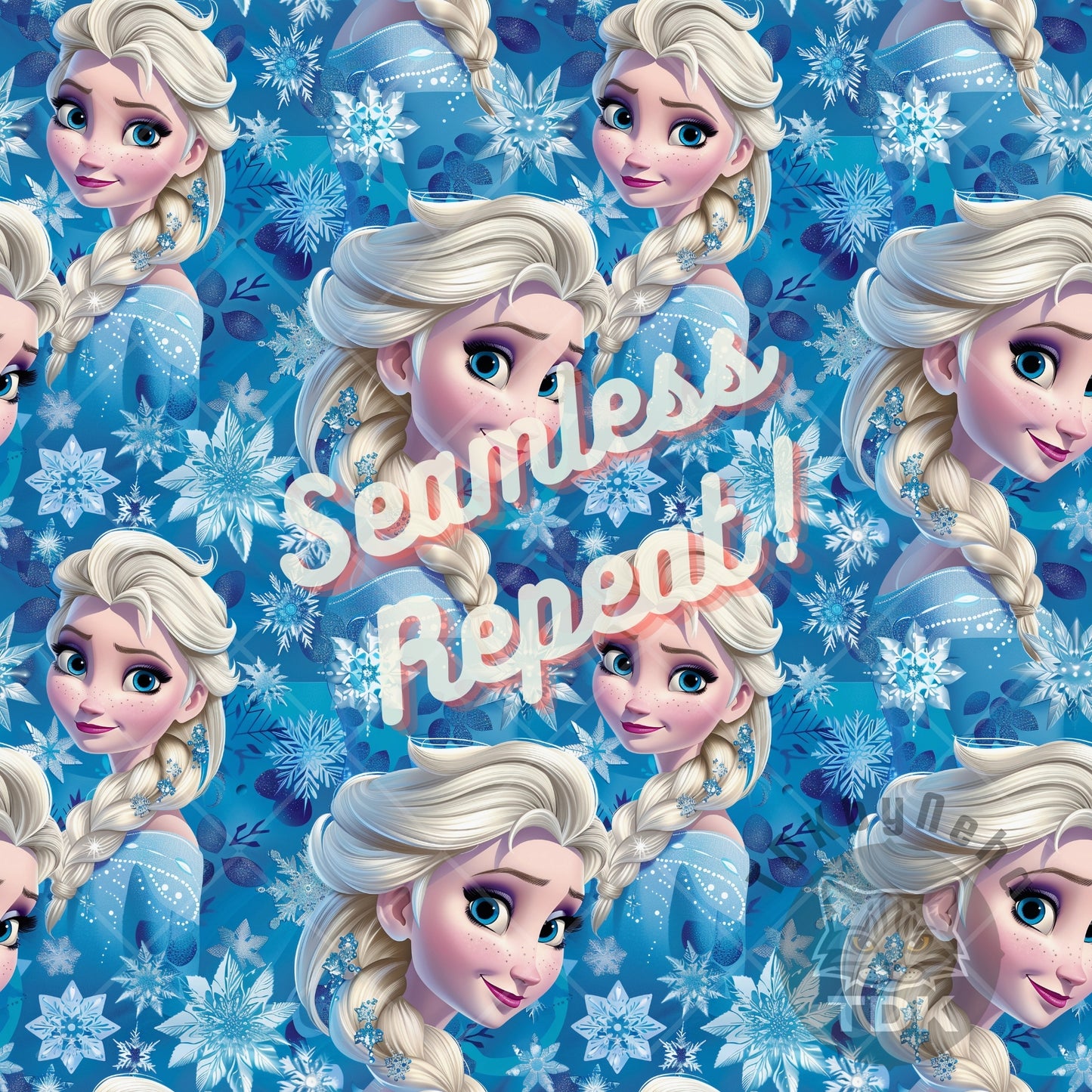 Instant Download Ice Princess Seamless Digital Paper for Fabric Printing, Floral Magical Princess 3D Seamless Repeat Sublimation Design