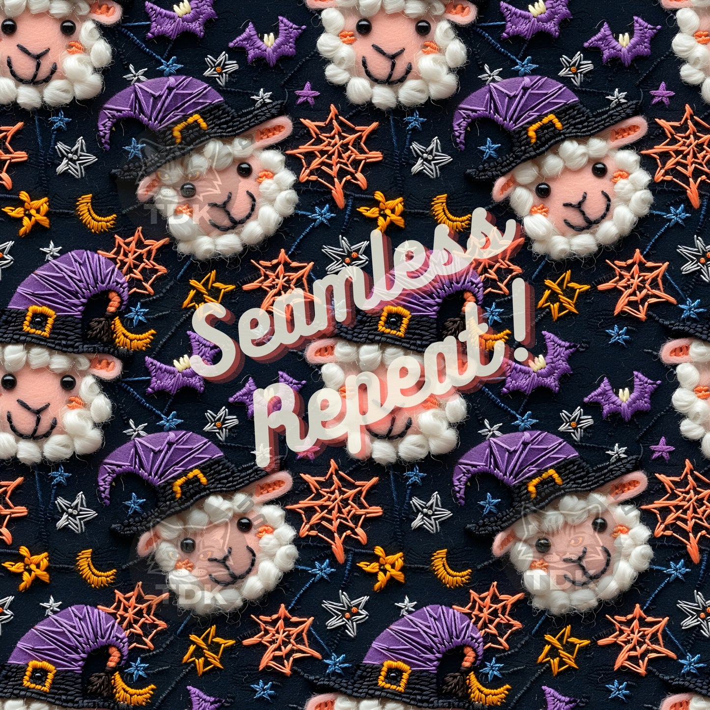 Halloween Witchy Sheep Seamless JPG