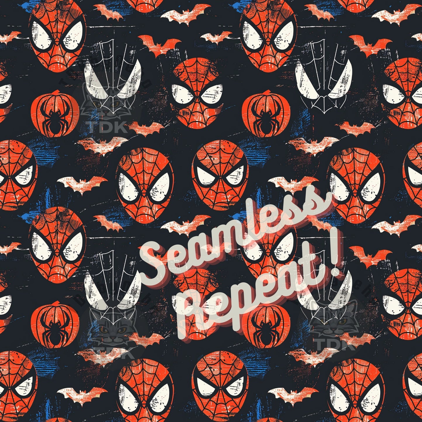 Instant Download - Halloween Spooky Spidey Seamless Digital Paper for Fabric Printing