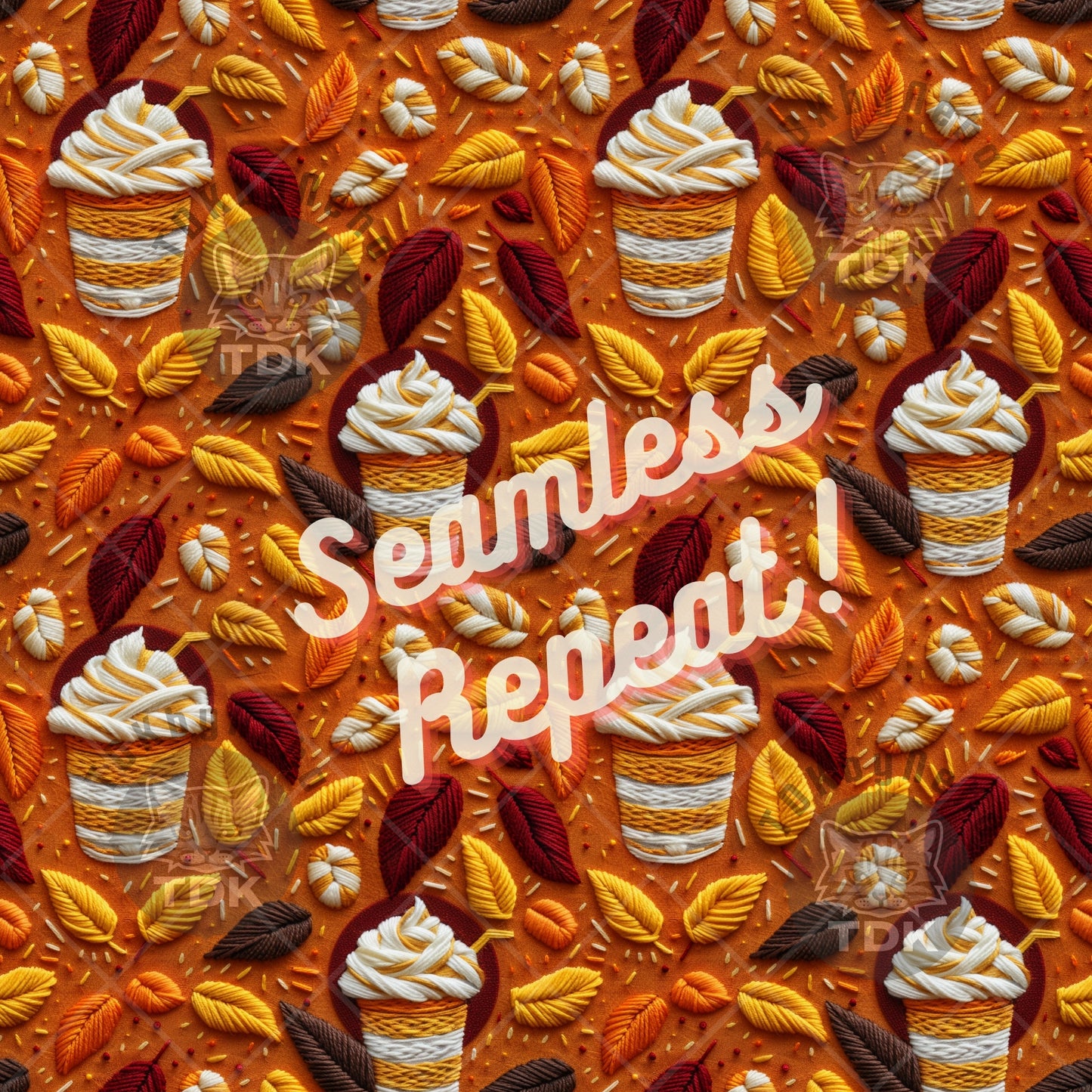 Fall Pumpkin Spiced Latte Coffee Seamless JPG