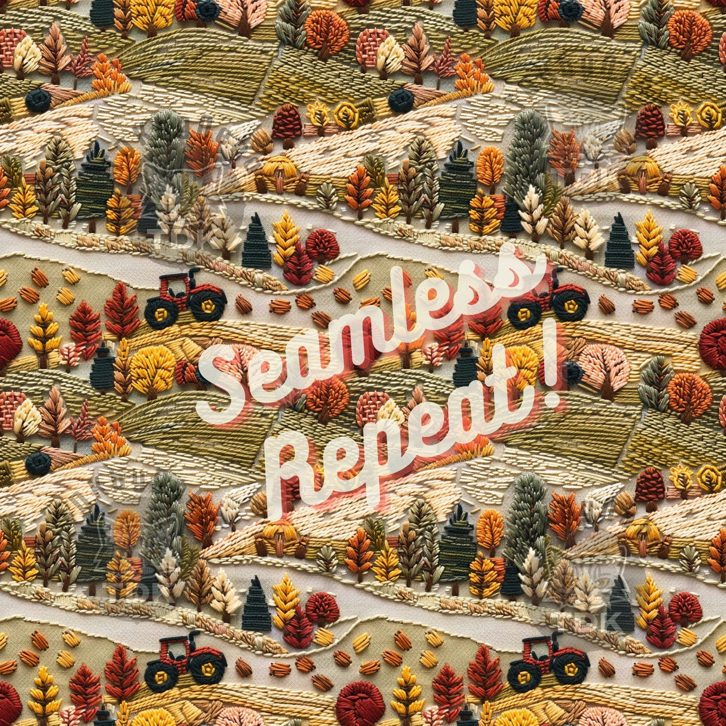 Fall Farm Tractor Seamless JPG