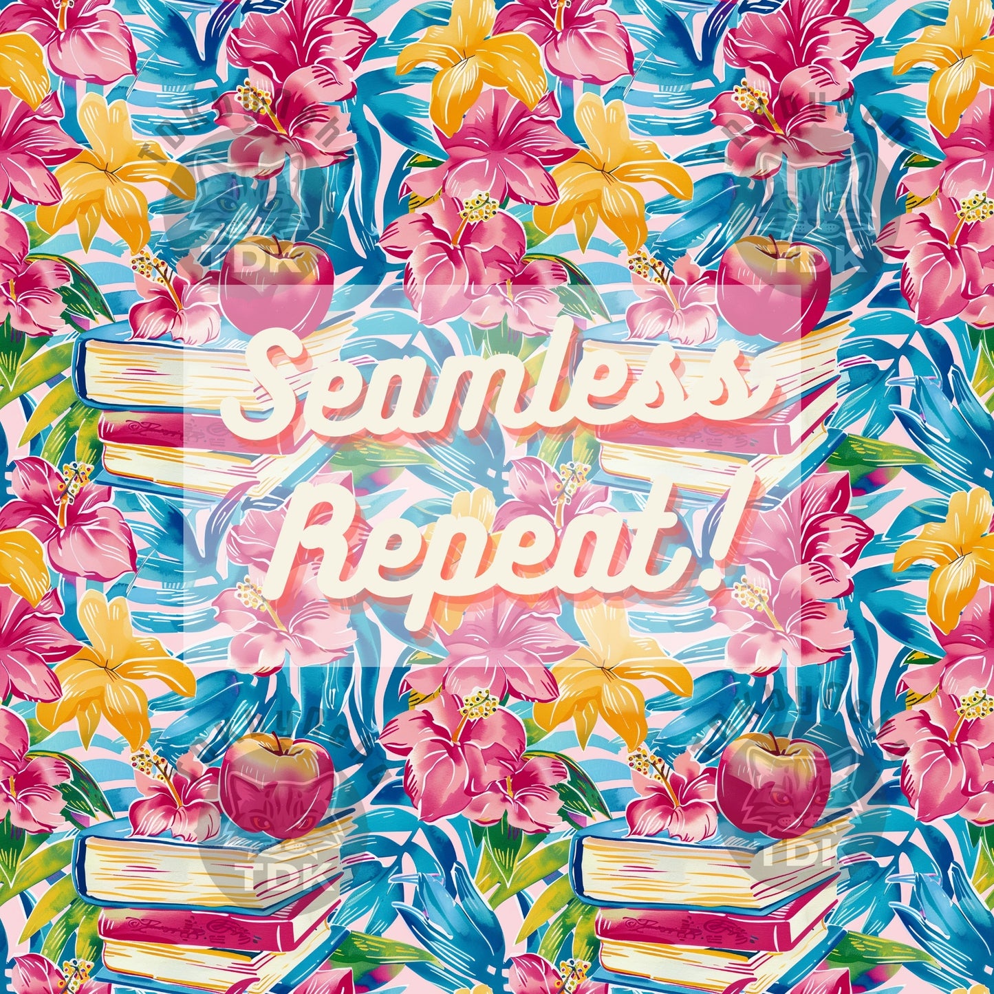 Instant Download - BTS Preppy Books and Apple Seamless JPG