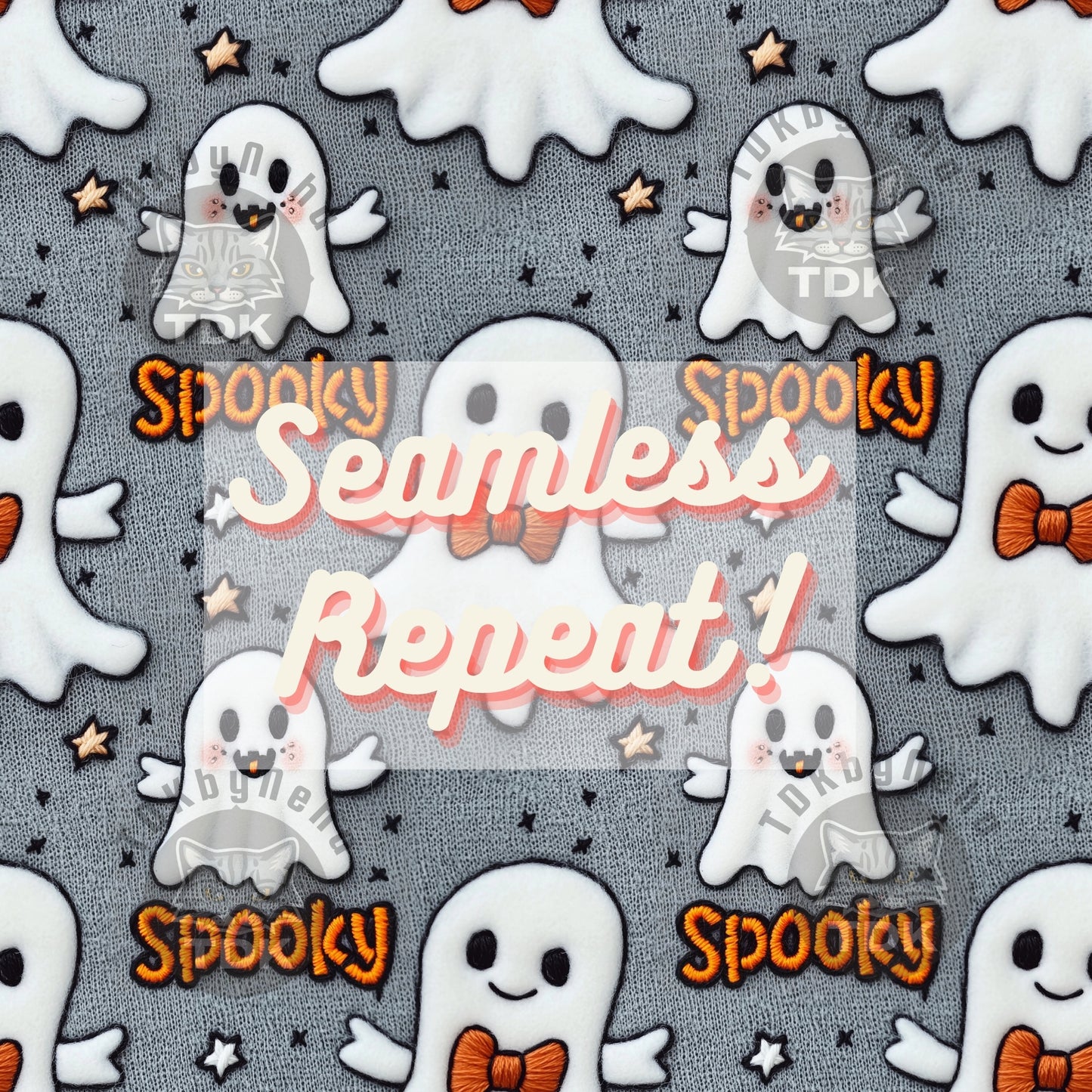 Halloween Spooky One Ghost Neutral Seamless JPG