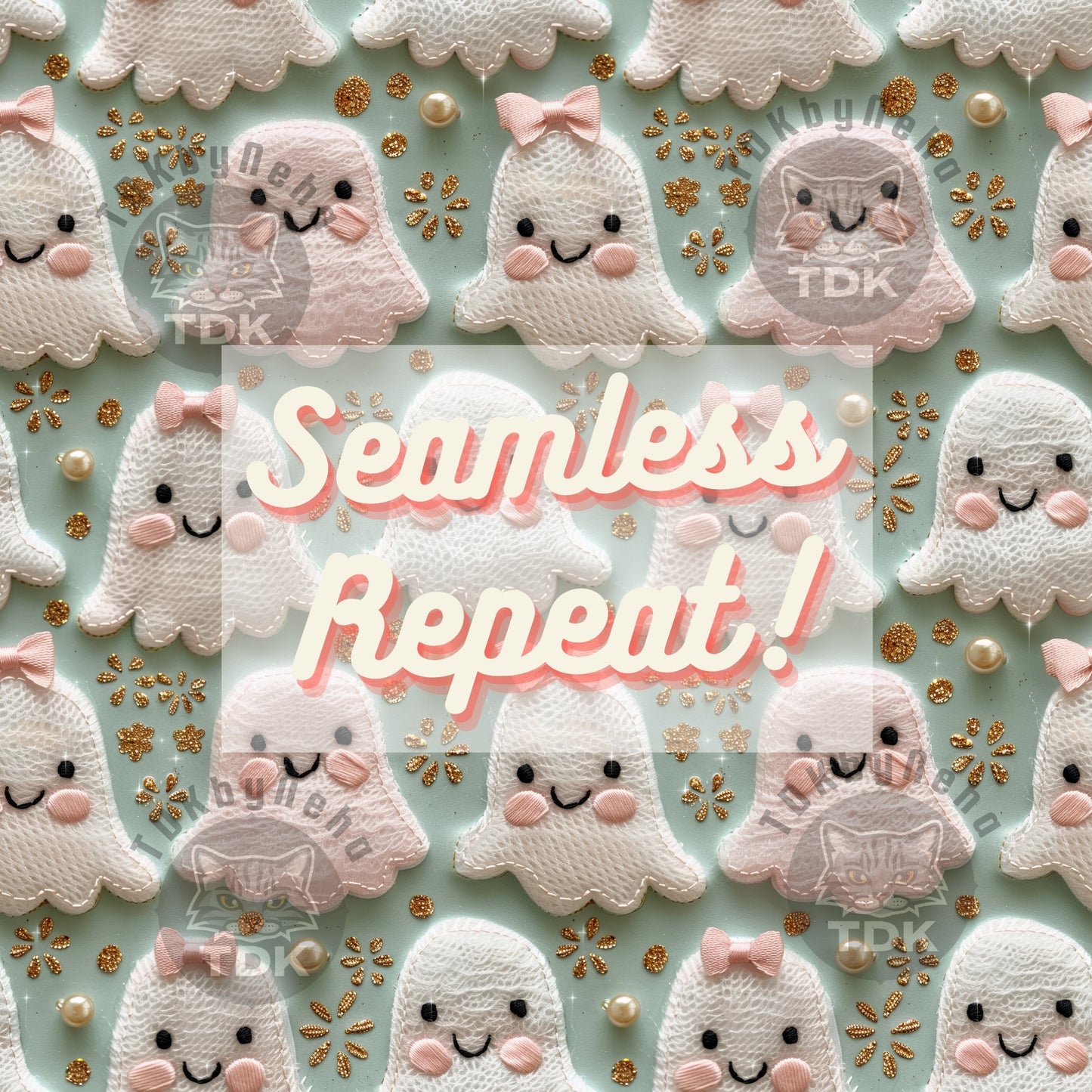 Halloween Pastel Ghosties Seamless JPG