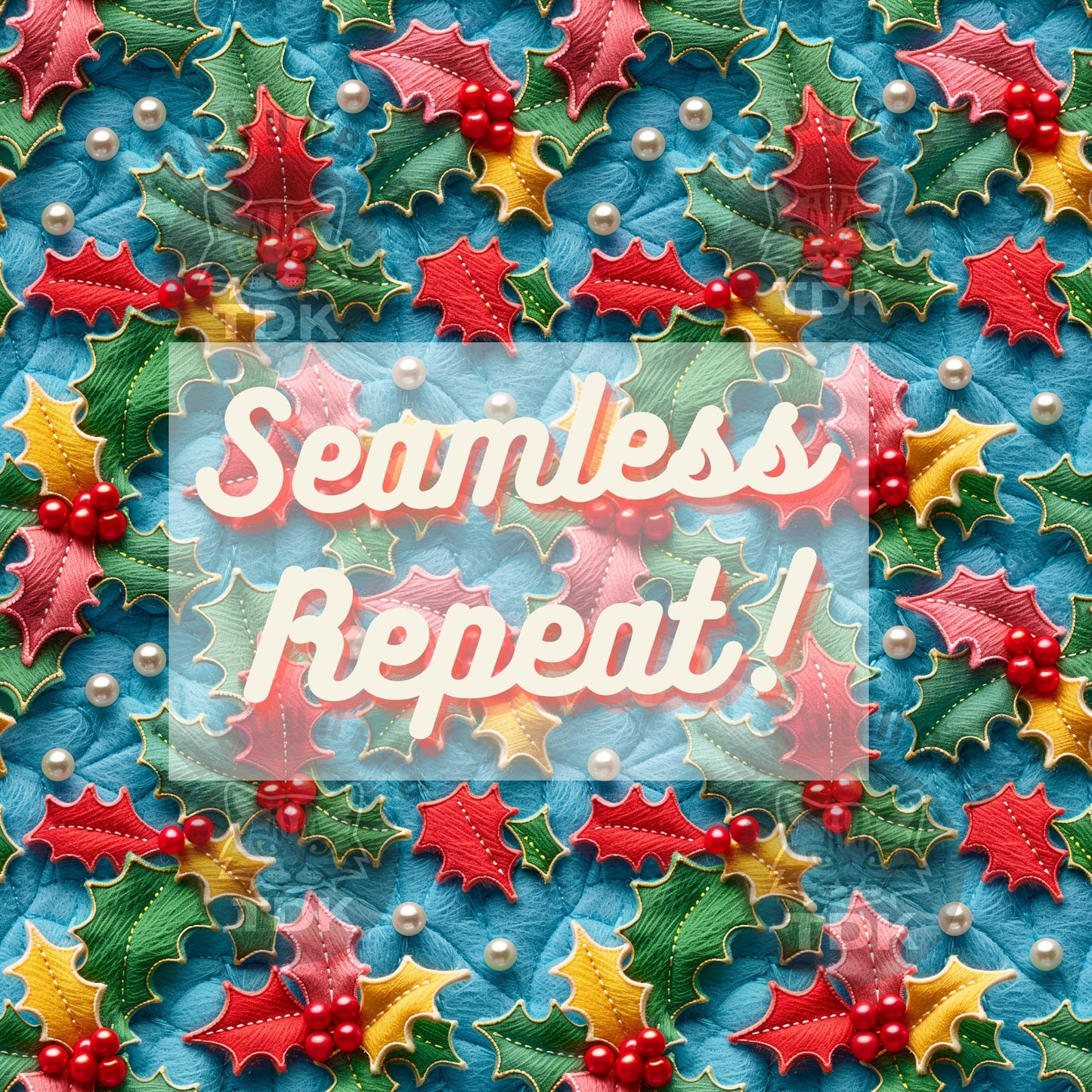 Preppy Christmas Holly Seamless JPG