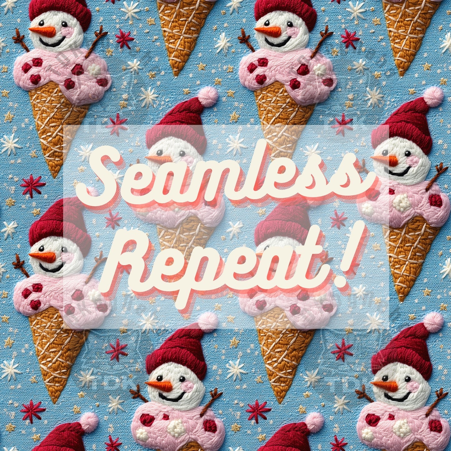 Winter Ice-cream Snowman Christmas Seamless JPG