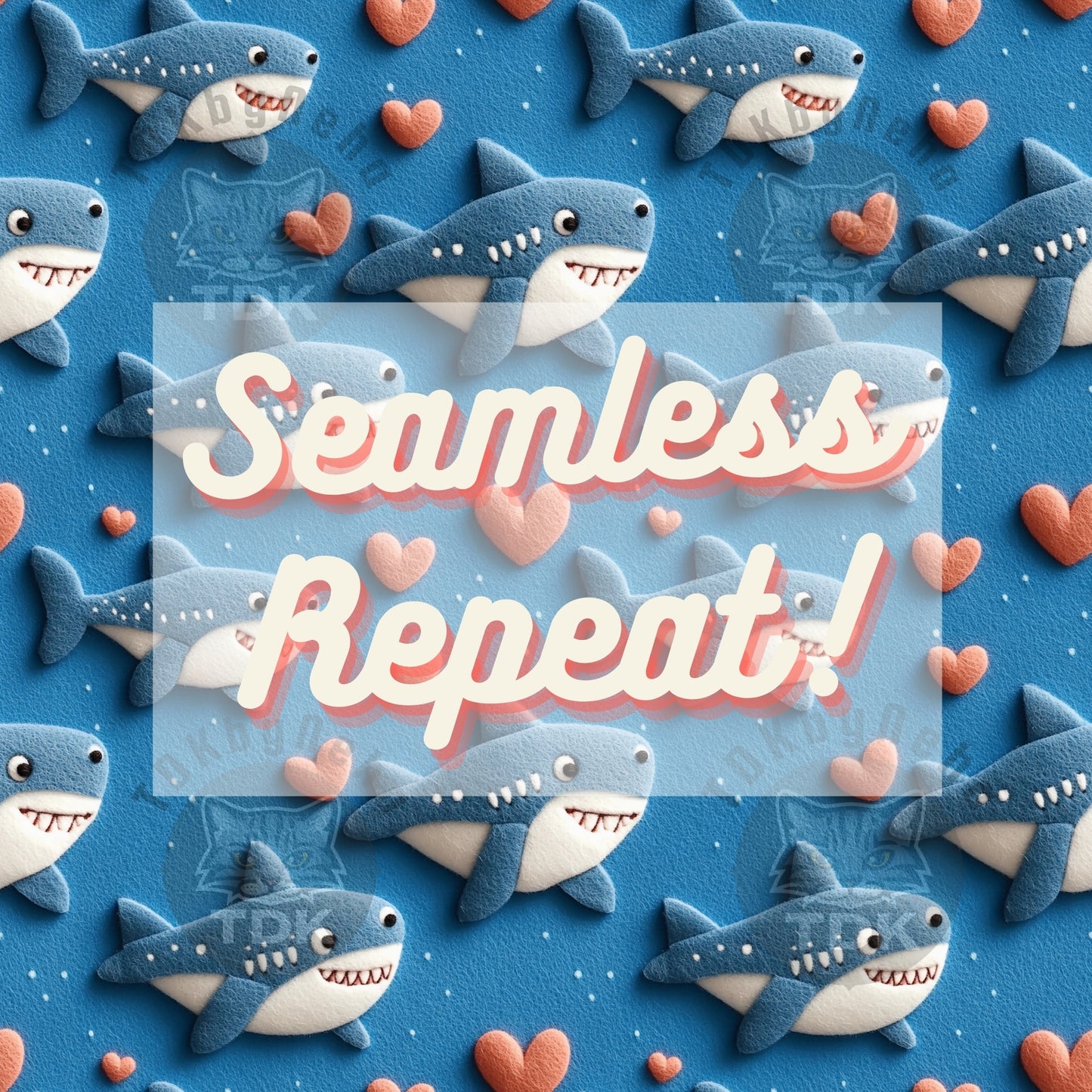 Boy Valentines Sharks and Heart Seamless JPG