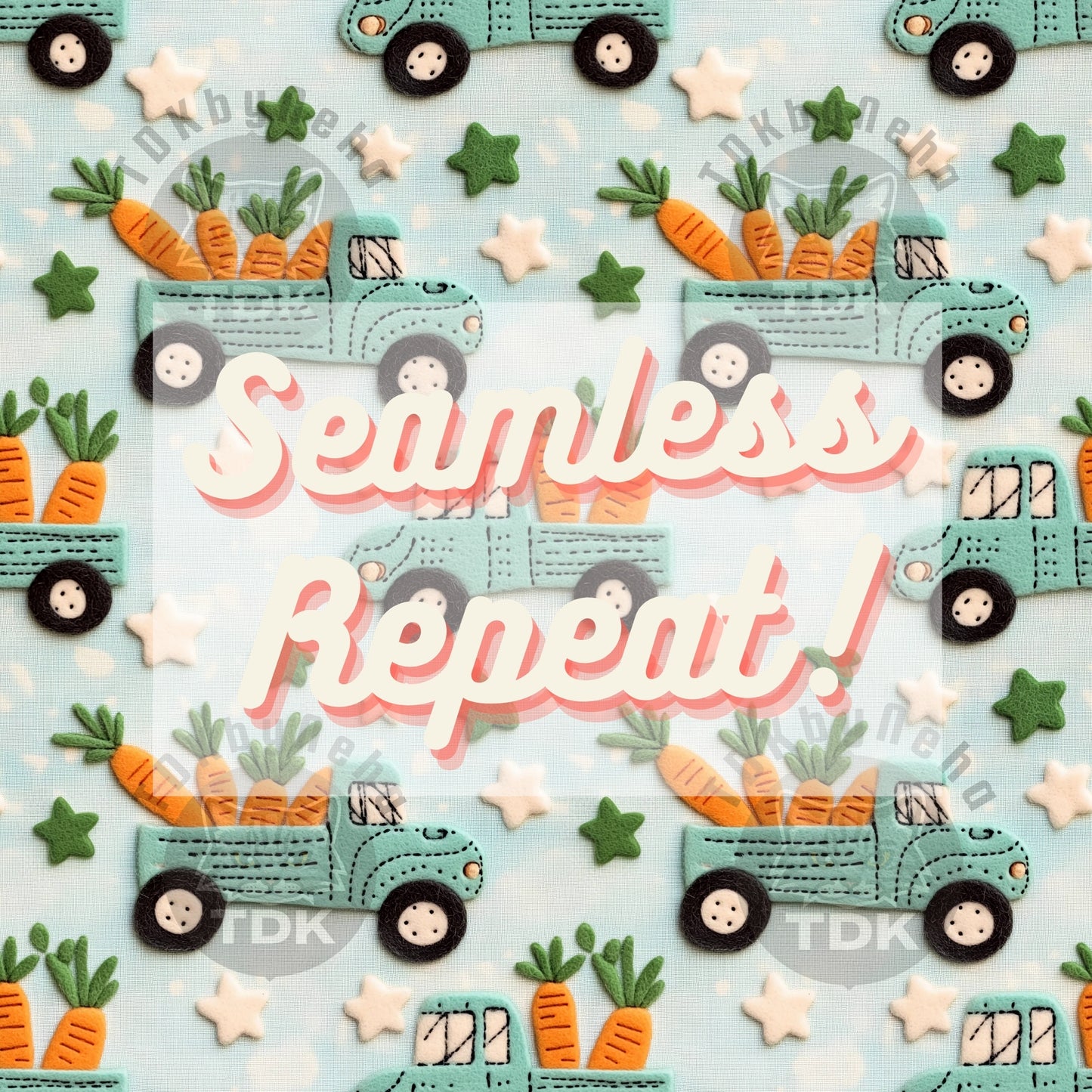 Easter Pastel Green Carrot Truck Seamless JPG