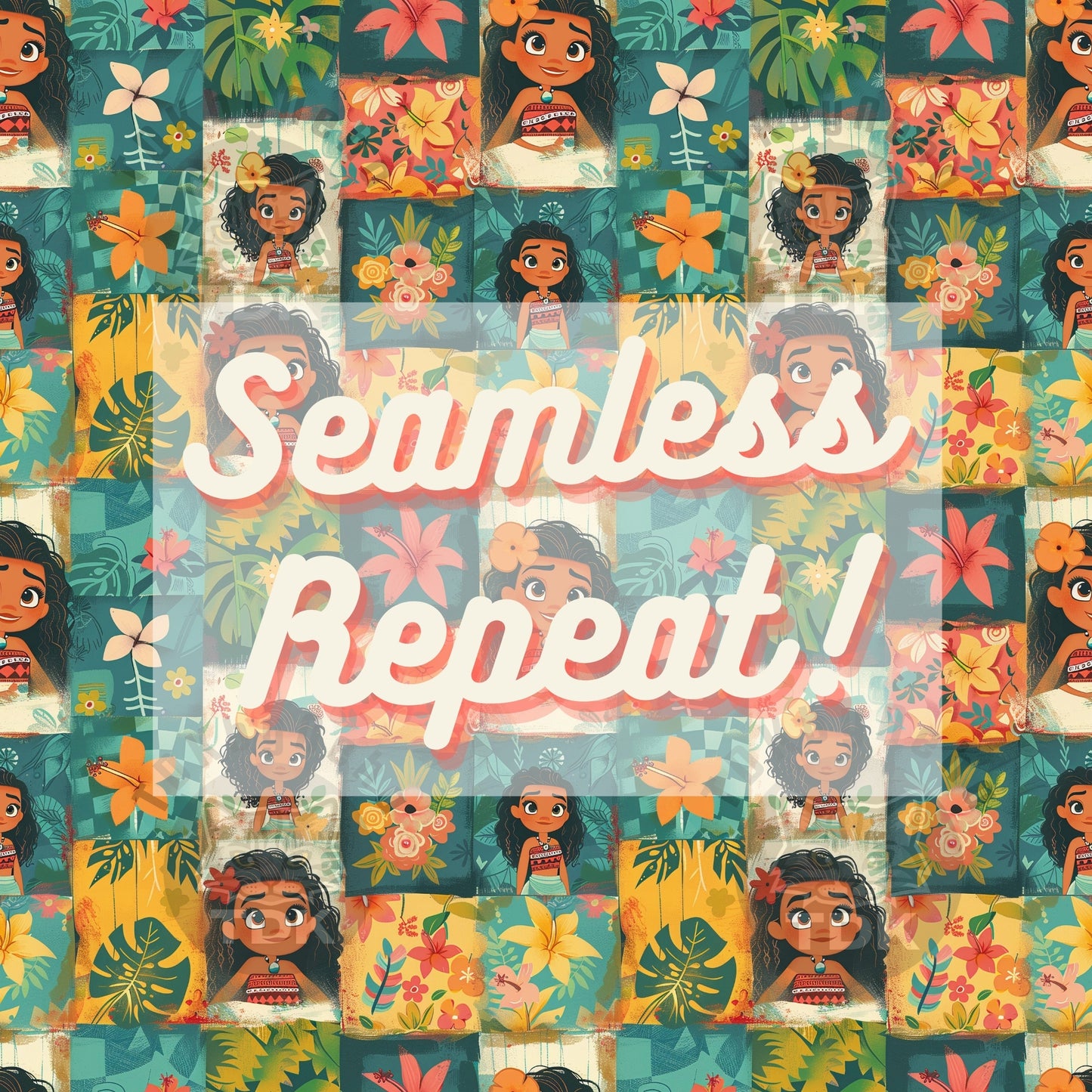 WEBSITE EXCLUSIVE - Tropical Moana Collage Seamless Pattern
