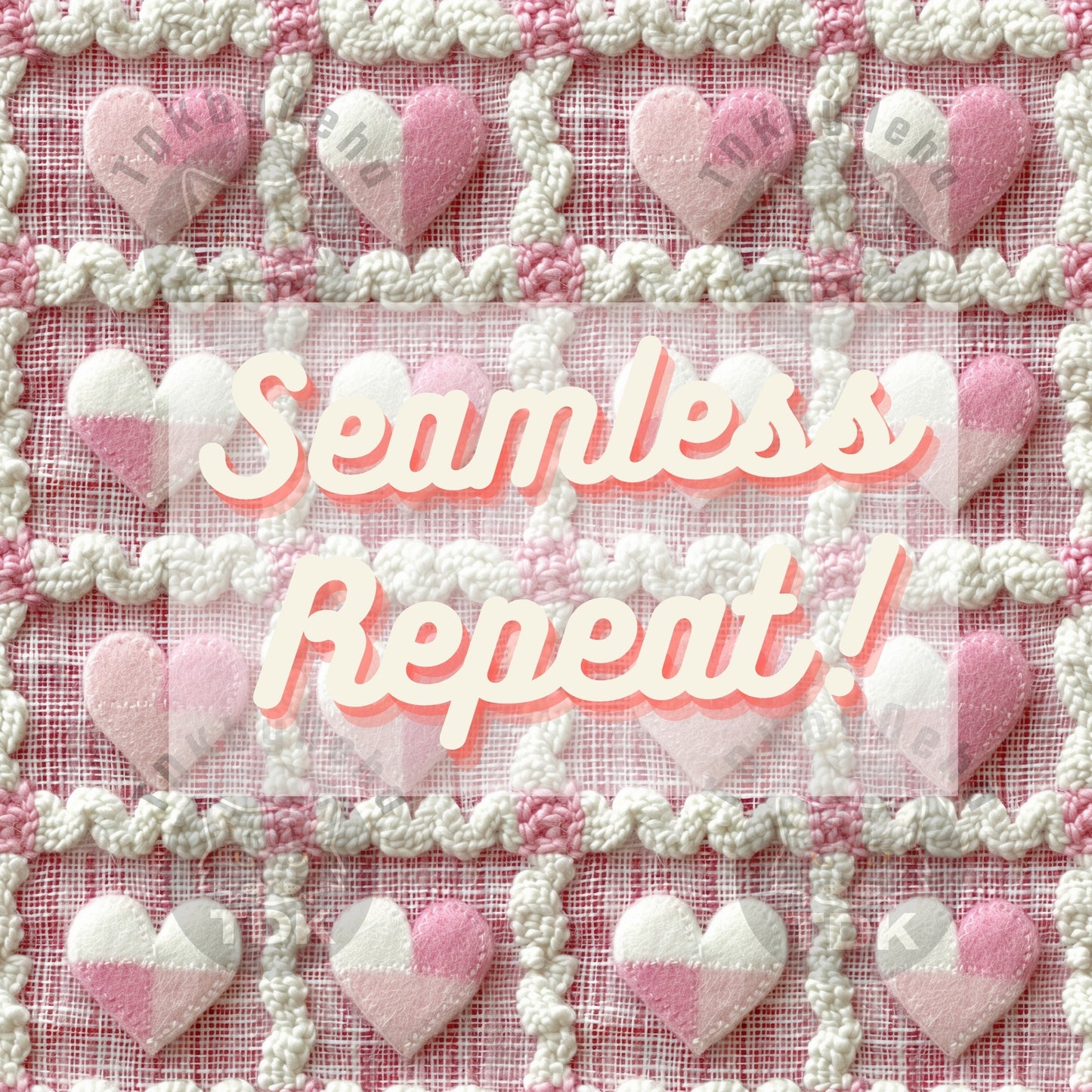 Checkered Pink Hearts and Ric Rac Lace Seamless JPG
