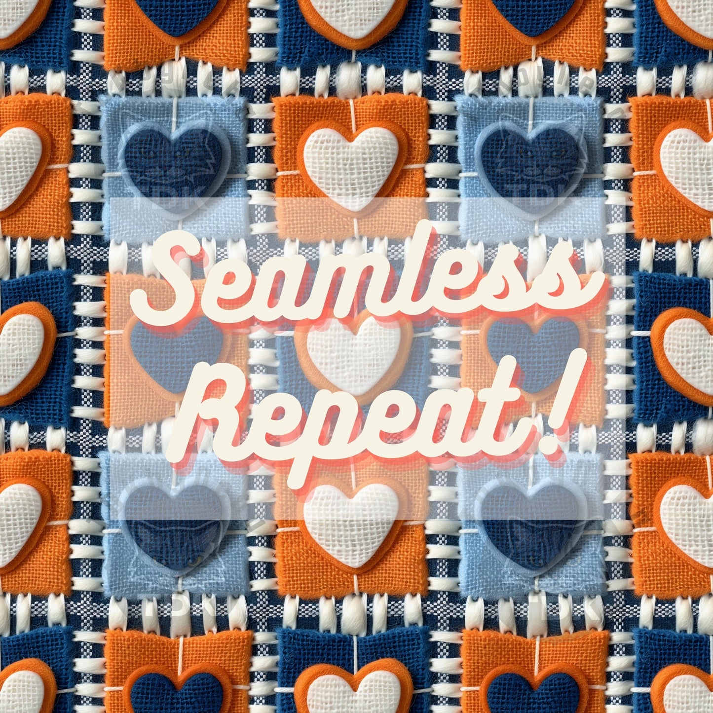 Checkered Blue and Orange Hearts Seamless JPG