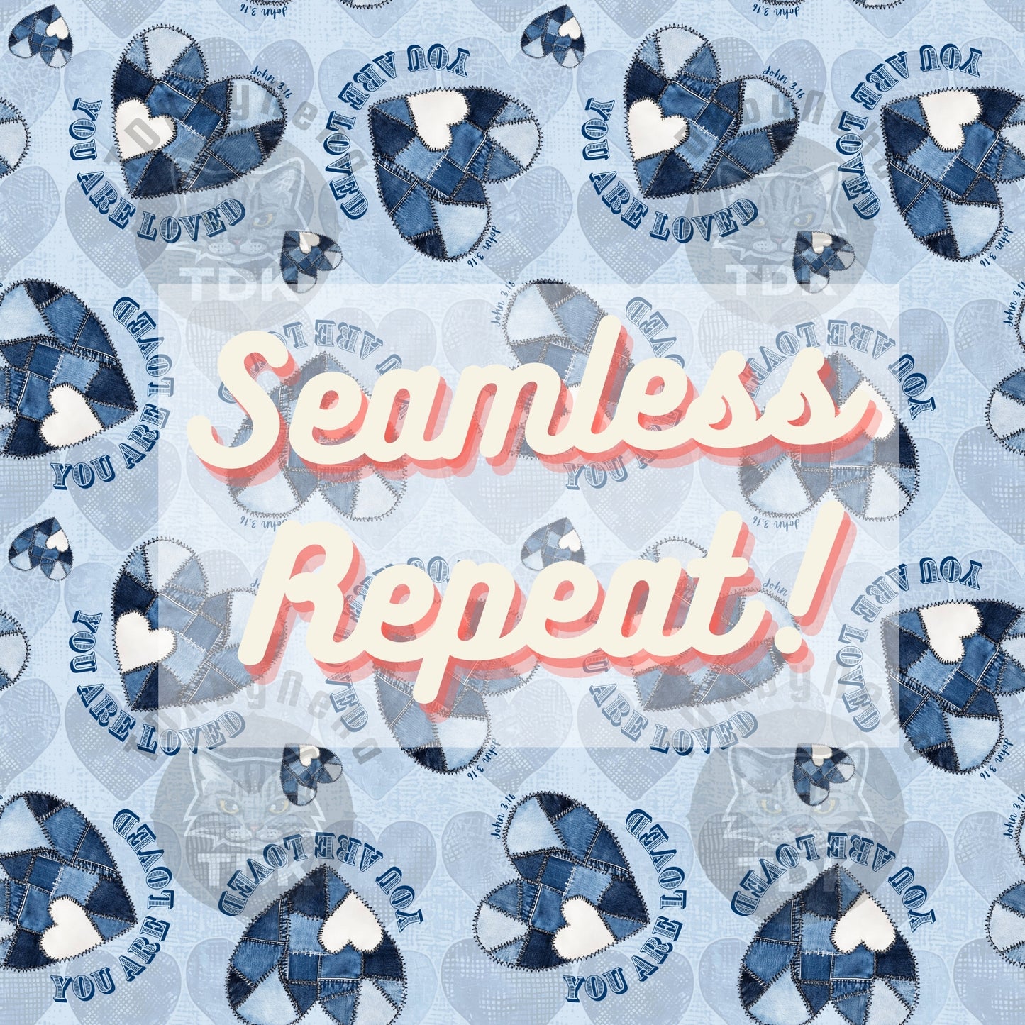 Denim You are Loved Seamless JPG (Blue)