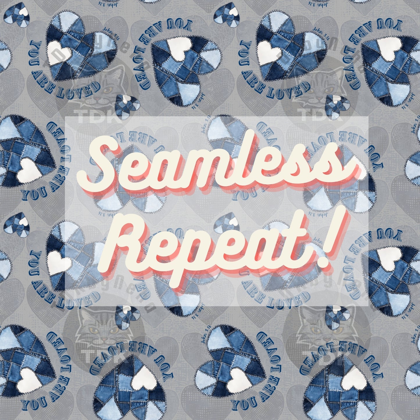 Denim You are Loved Seamless JPG (Grey)