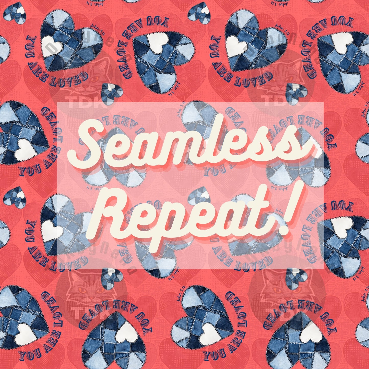 Denim You are Loved Seamless JPG (Red)