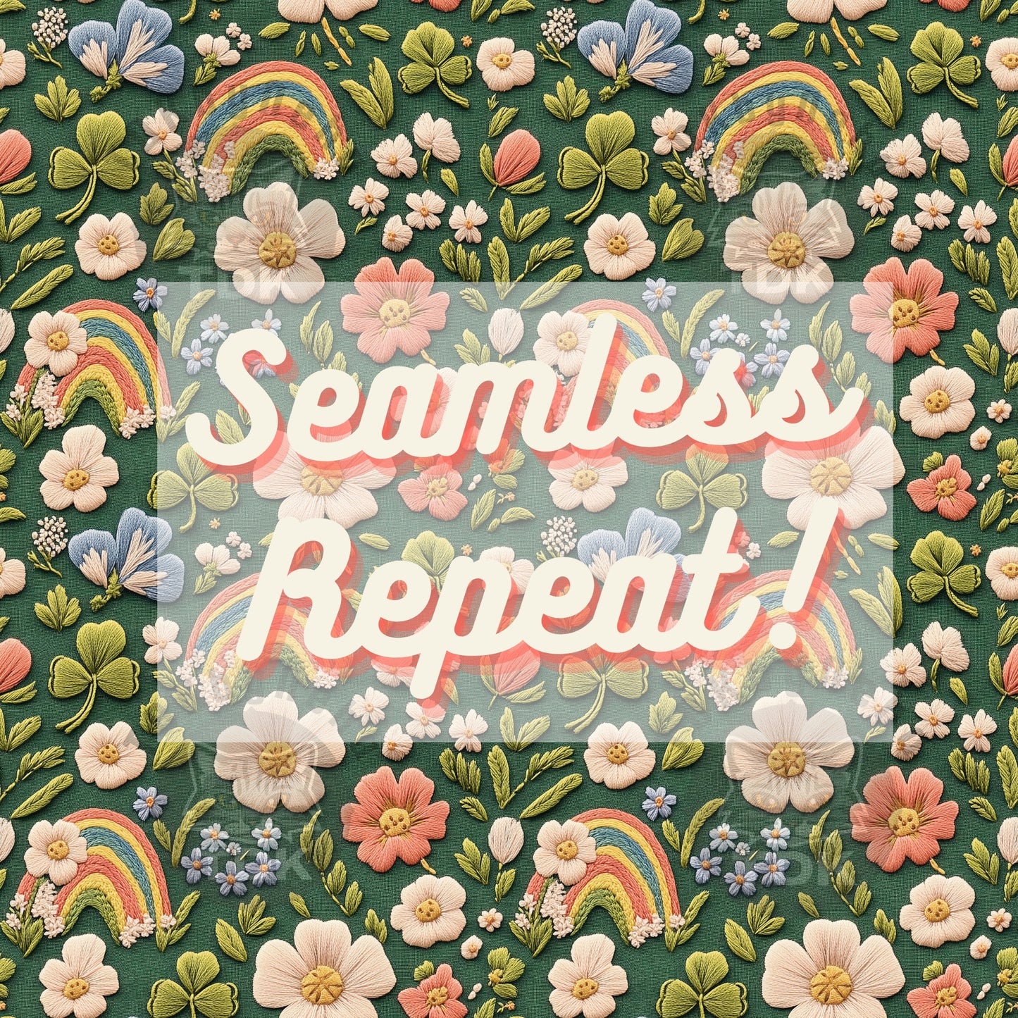 St. Patrick's Day Boho Floral Rainbow Seamless JPG