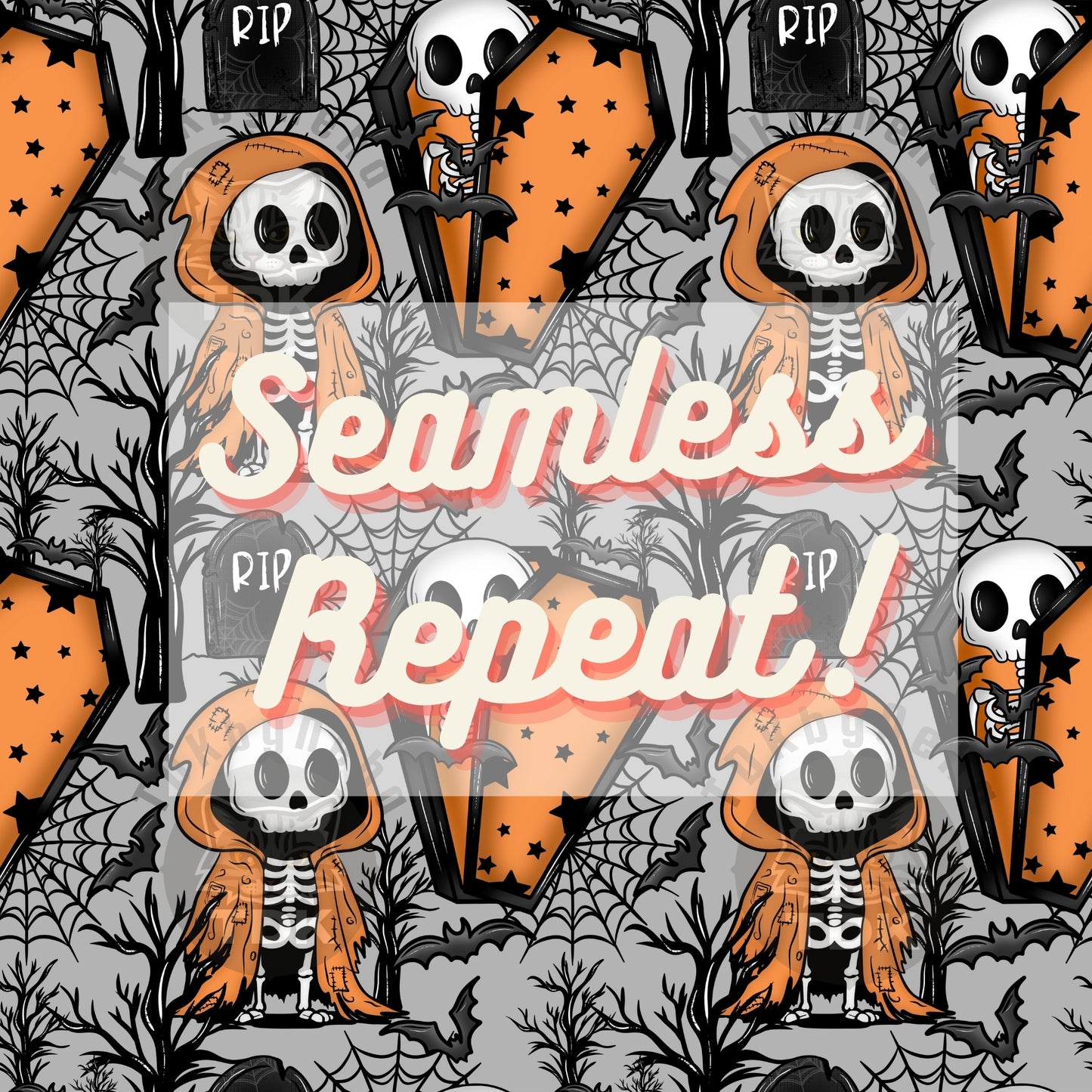 Haunted Graveyard Skeletons Seamless PNG