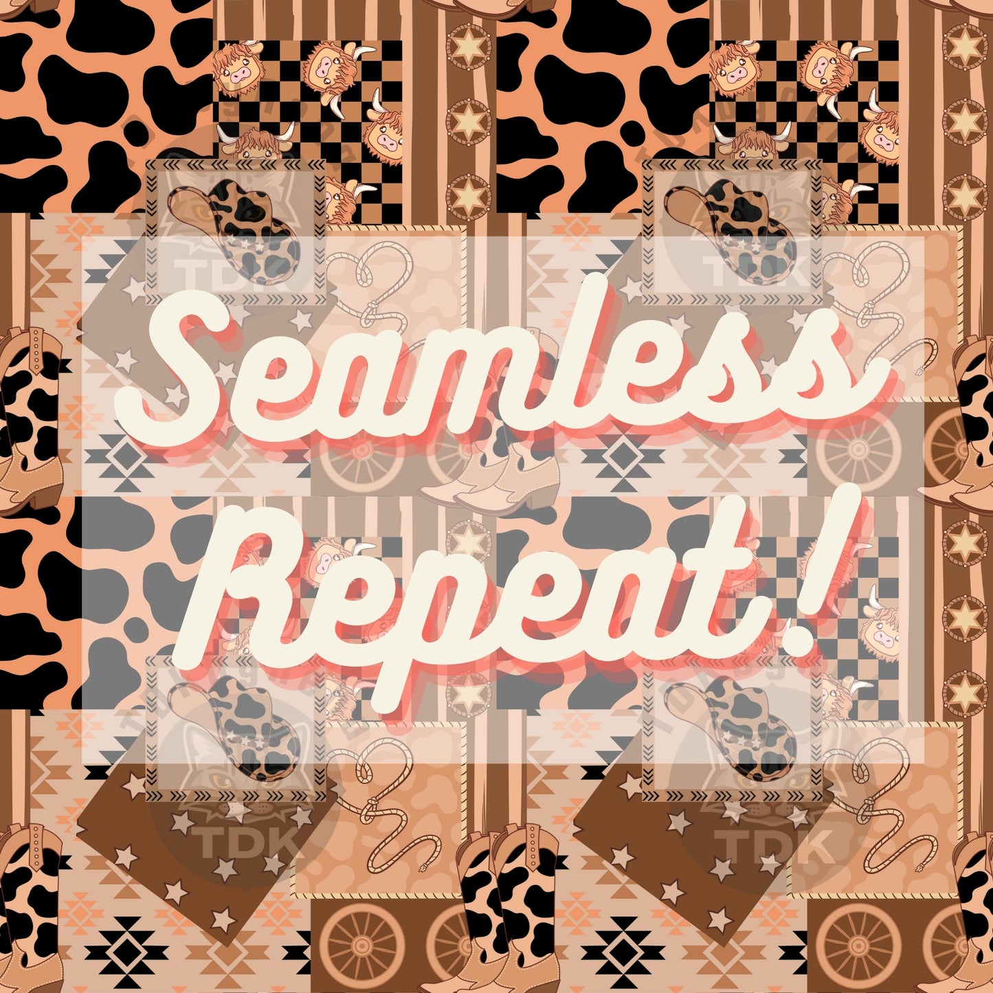 Neutral Western Patchwork Seamless PNG