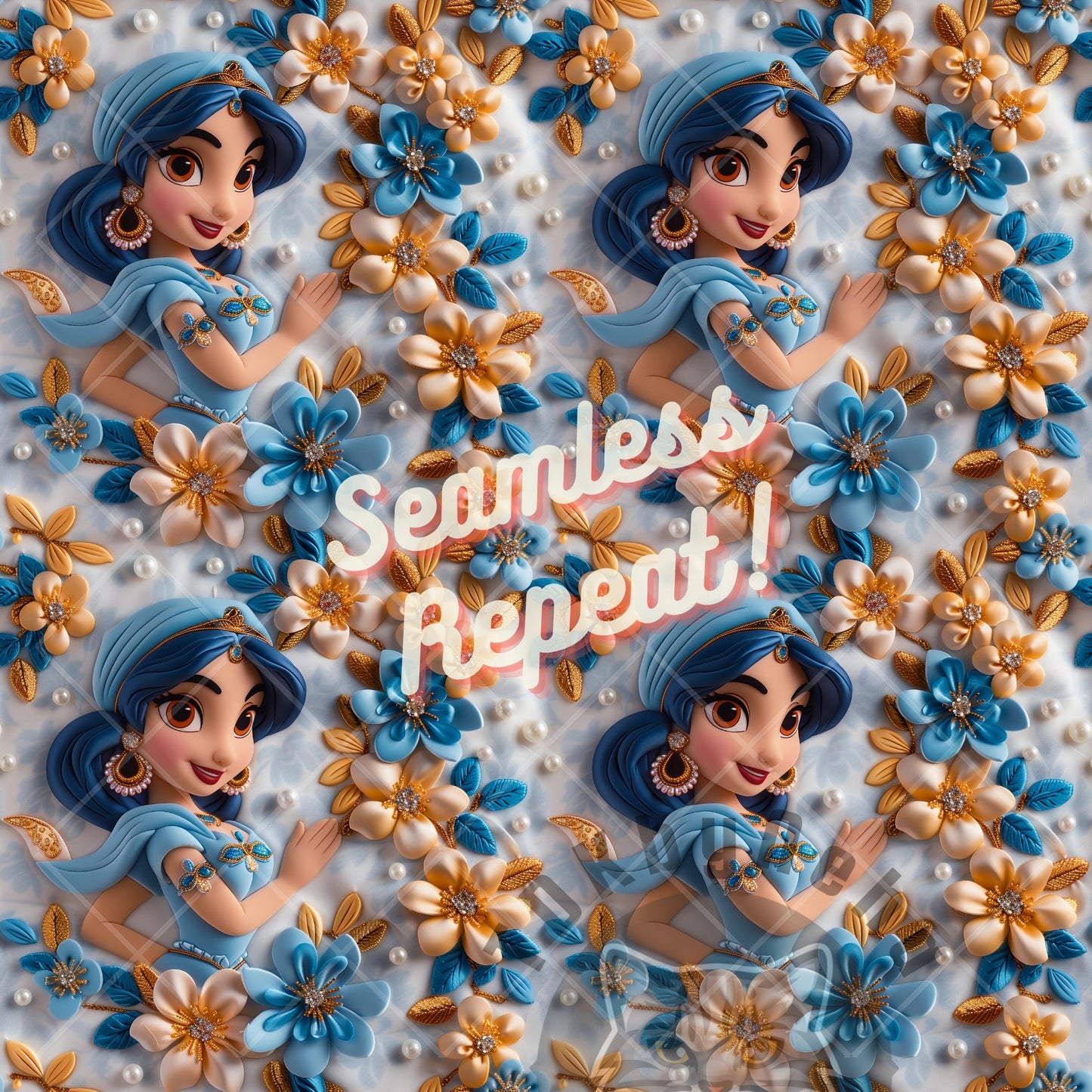 Instant Download Arabian Princess Frozen Seamless Digital Paper for Fabric Printing