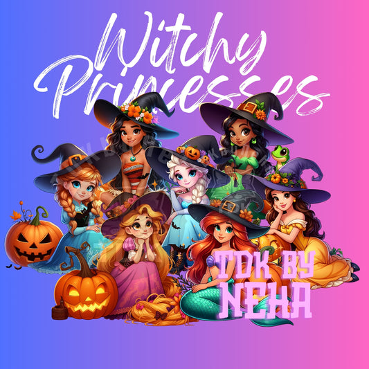 Instant Download Halloween Witchy Princesses Collage PNG