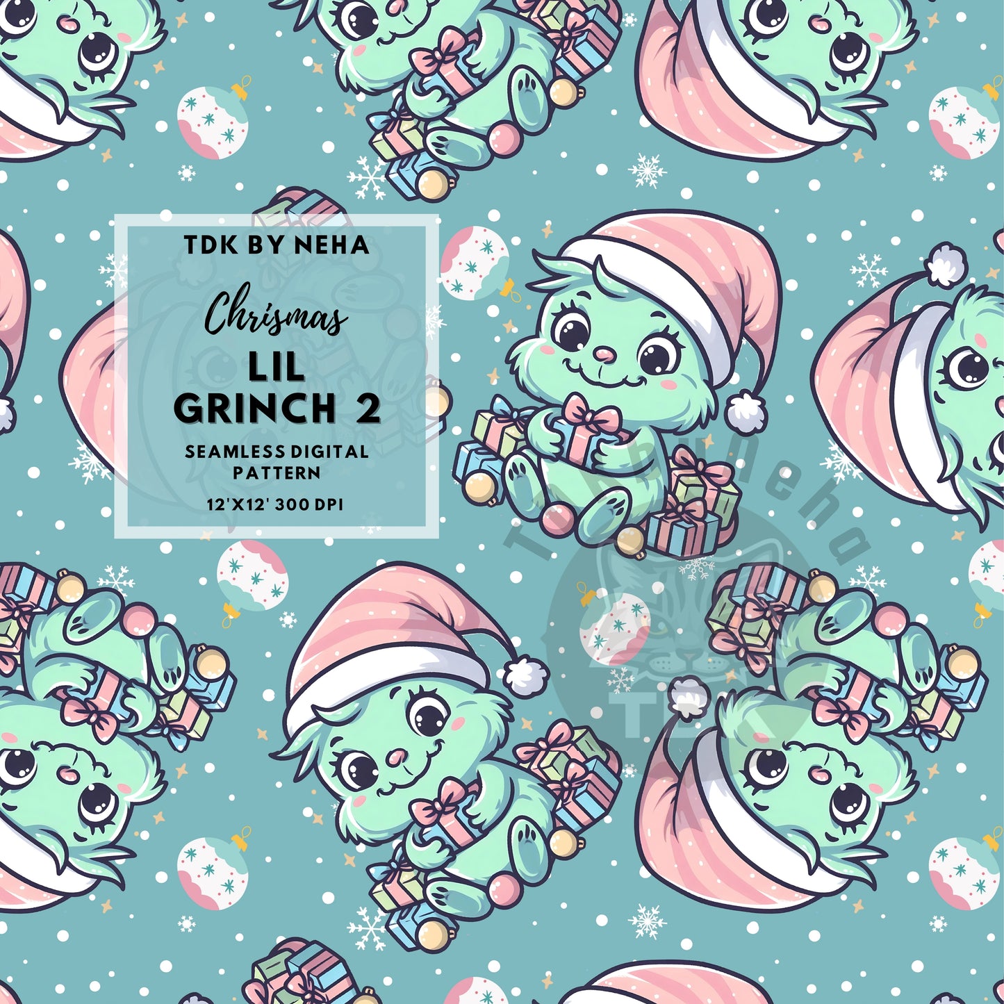 Instant Download Christmas Mean Guy Seamless Digital Paper for Fabric Print Teal